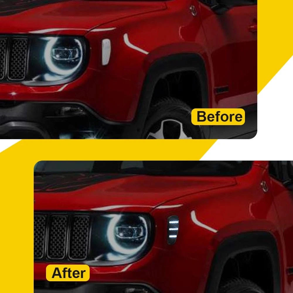 Smoked White/Amber LED Front Side Marker Lights for Jeep Renegade (2015–2023)