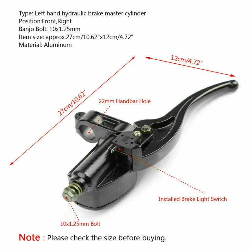 Front Right Brake Master Cylinder 22mm for Polaris Magnum 325 Sportsman 600 (1995–2002)