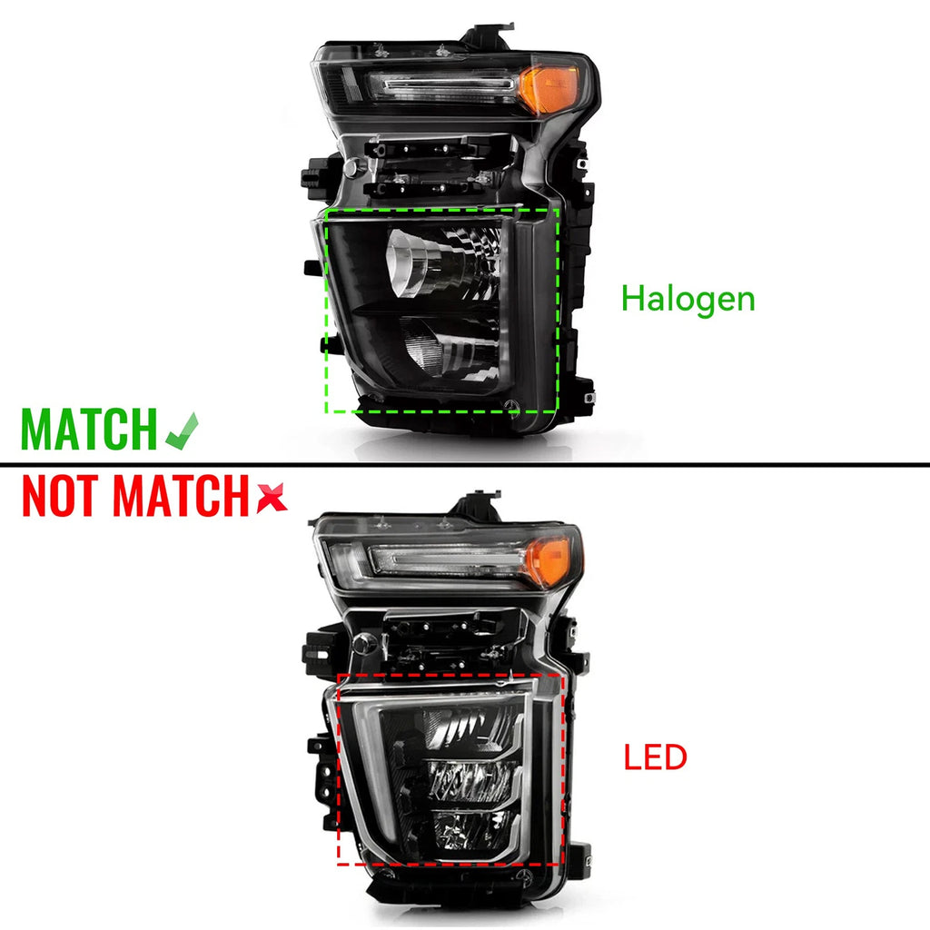 Halogen Headlight for Chevy Silverado 2500HD 3500HD (2024–2026) W/Bulb Left
