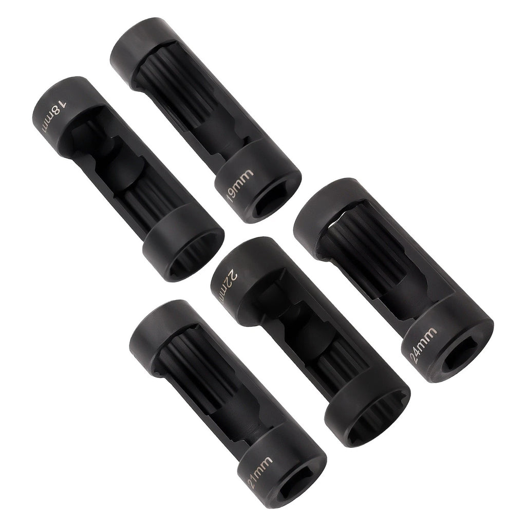 1/2" Drive 5pcs Strut Nut Socket Suspension Strut Nut Tool 18- 19 21 22 24mm US
