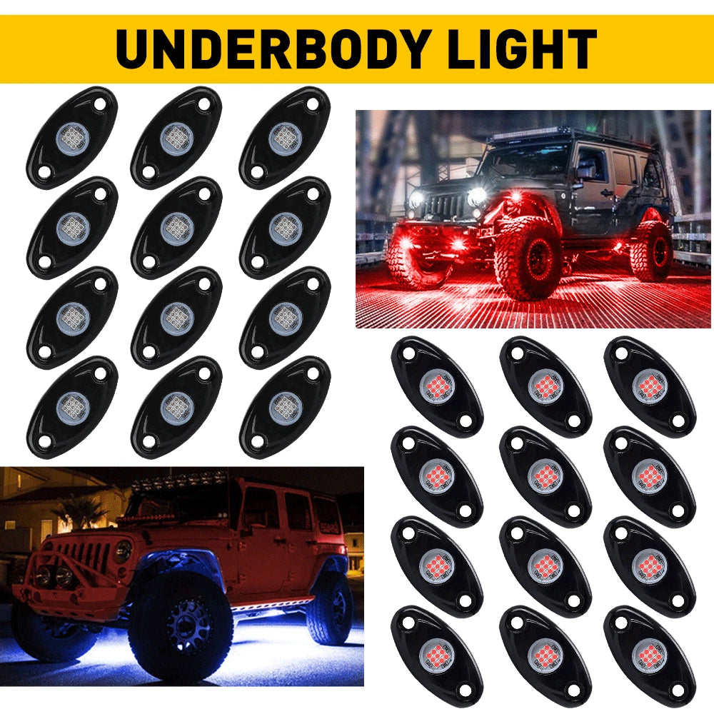 Set of 4 LED Rock Lights for Jeep