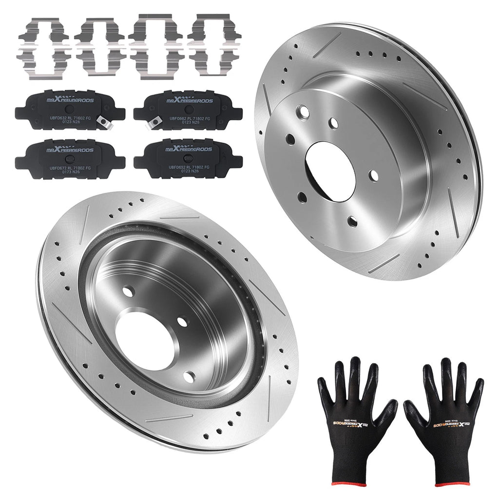 Rear Brake Rotors & Ceramic Pads Kit for Nissan Leaf (2011–2021), Qashqai (2017–2019)