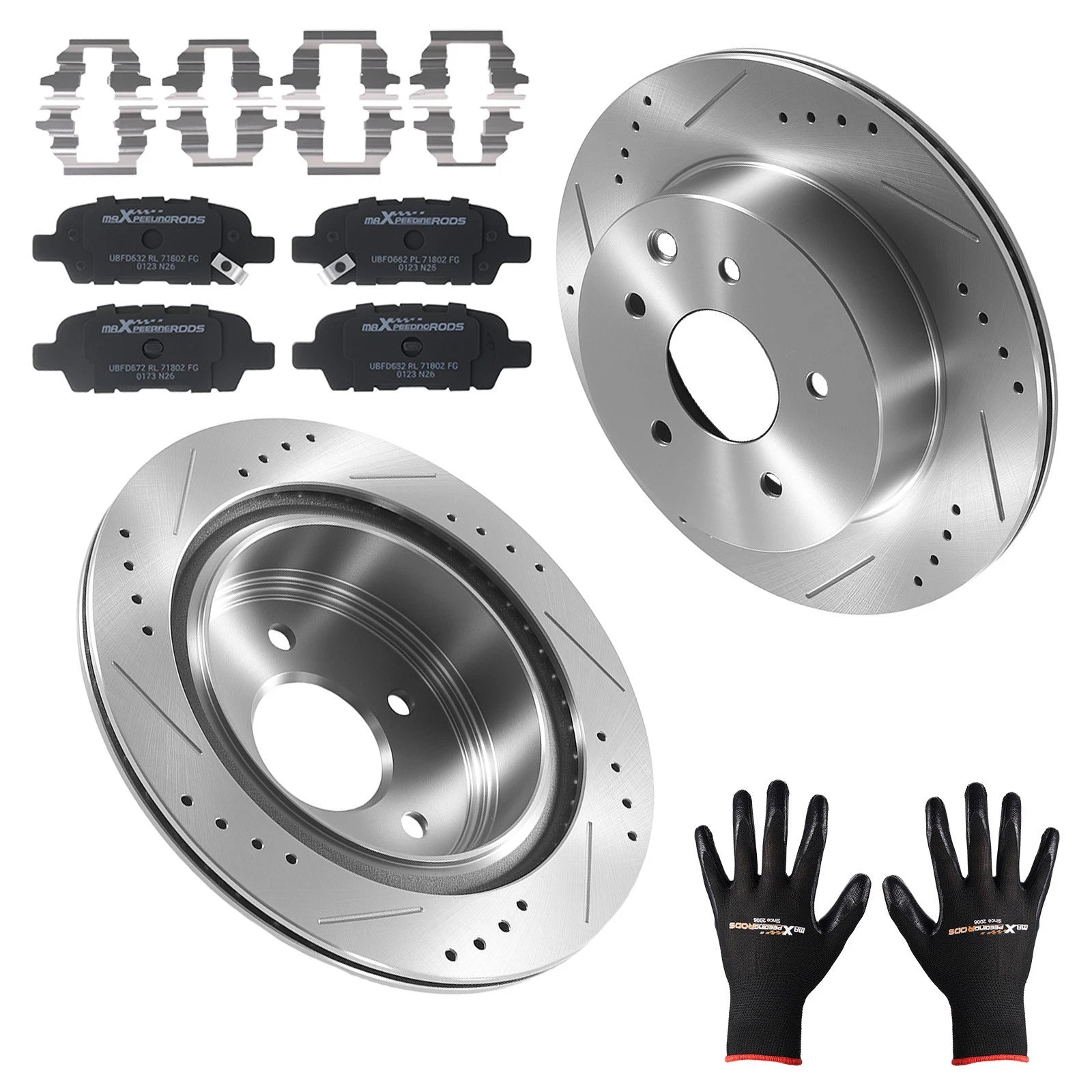 Rear Brake Rotors & Ceramic Pads Kit for Nissan Leaf (2011–2021), Qashqai (2017–2019)