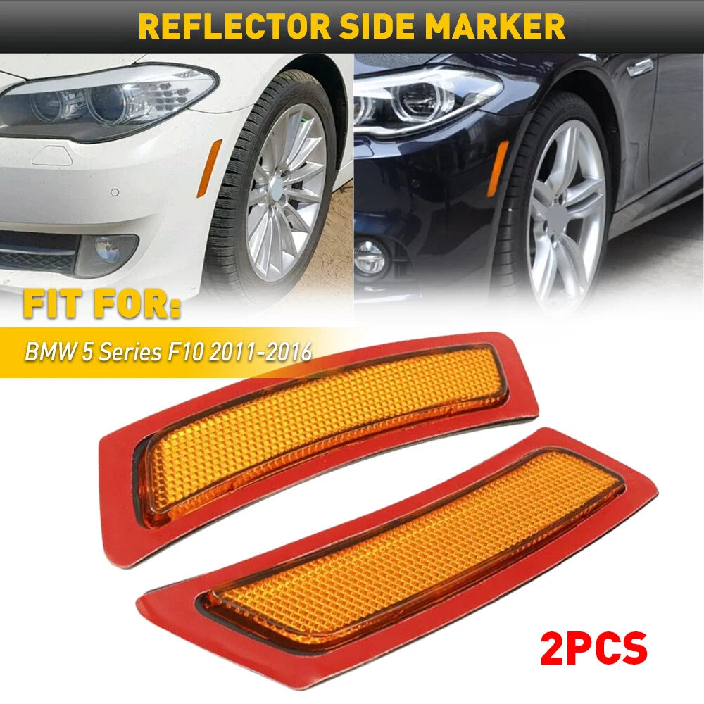 Set of 2 Amber Bumper Reflectors for BMW 5 Series F10 (2011–2016)