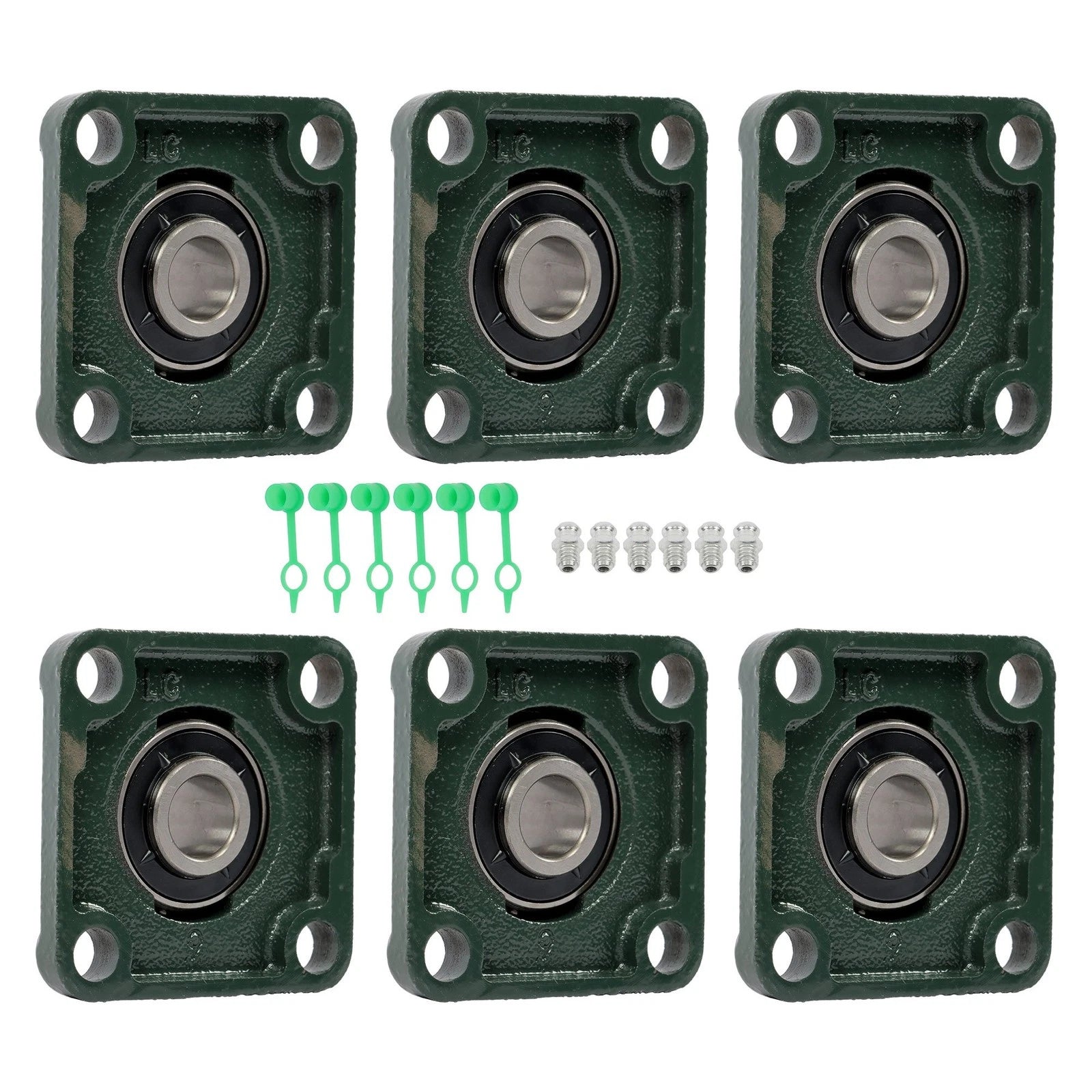 Set of 6 Pillow Block Square Flange Bearings for Make Model