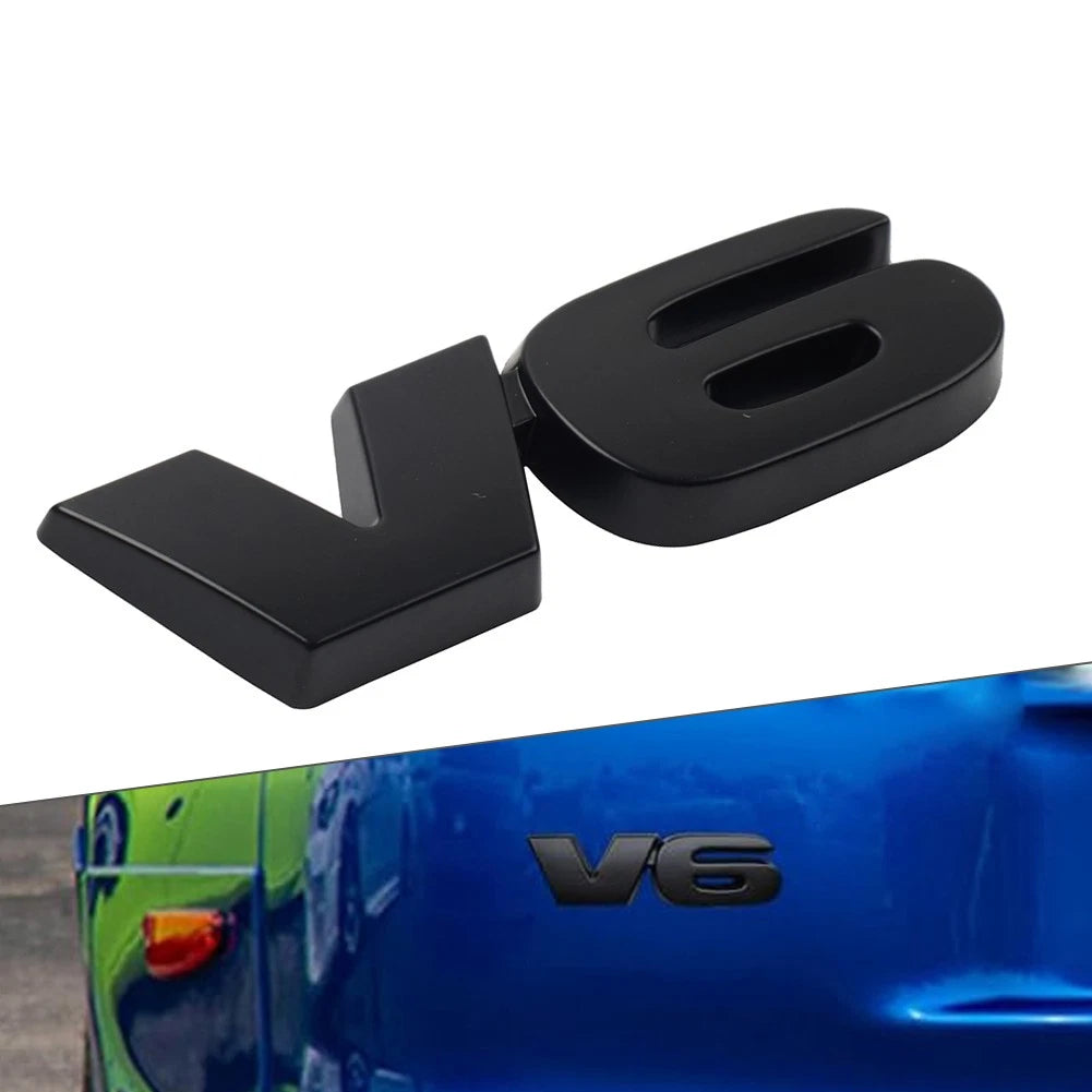 3D Black Metal V6 Logo Emblem for Universal Car Fender Trunk Engine
