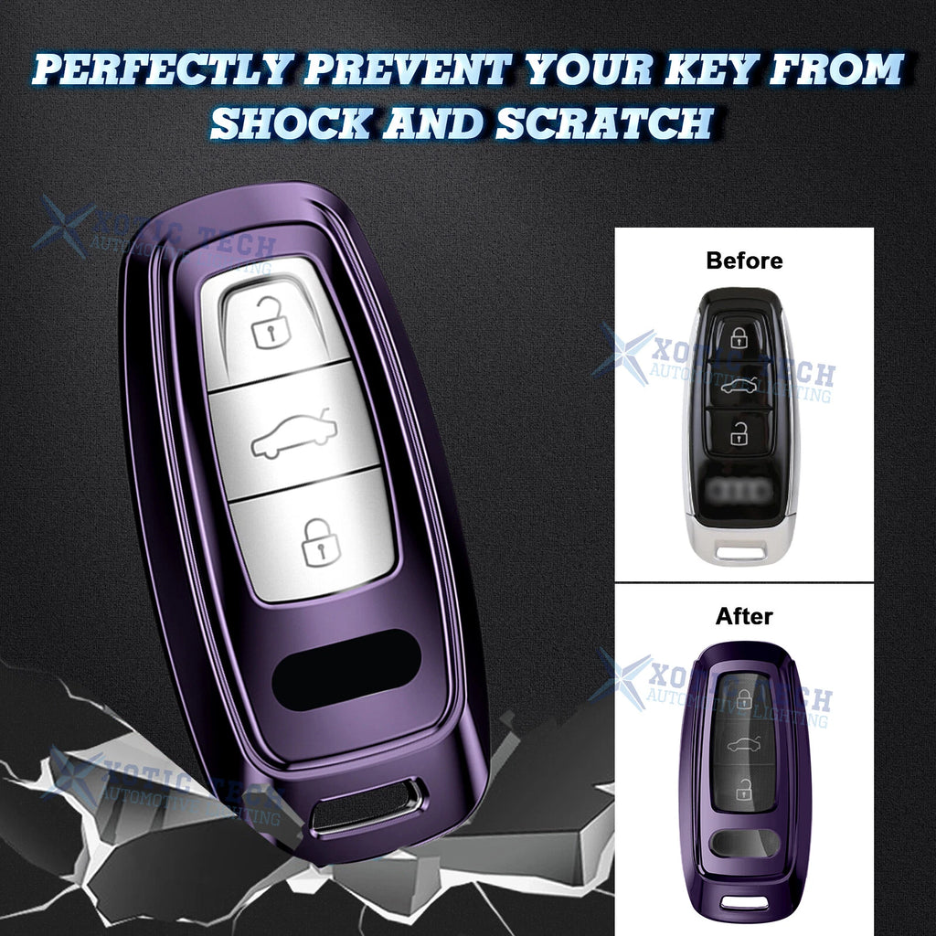 Purple Soft TPU Full Protect Remote Key Fob Cover for Audi (2005-2011)