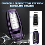 Purple Soft TPU Full Protect Remote Key Fob Cover for Audi (2005-2011)