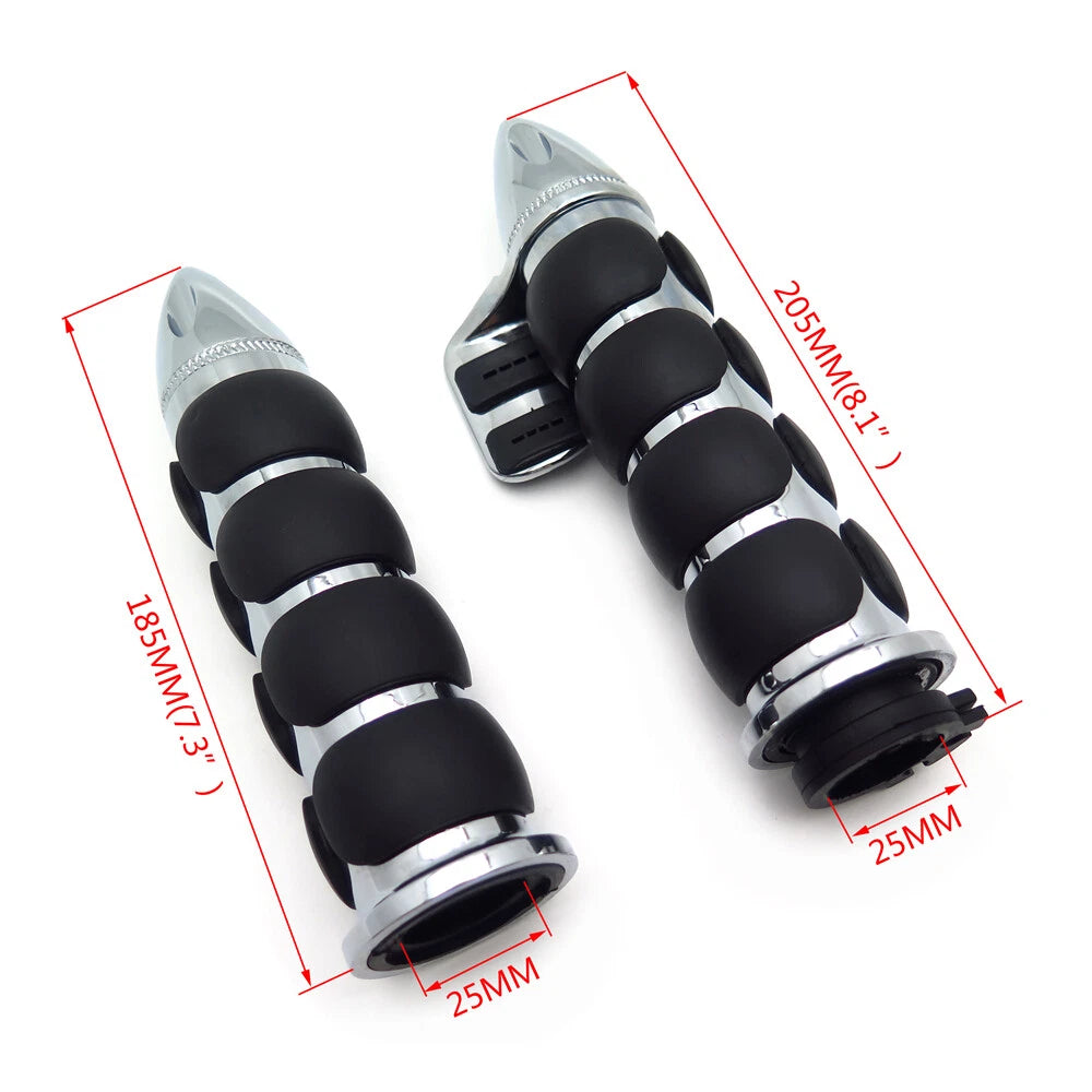 25mm Bullet Rubber Handlebar Grips for Harley Softail Dyna