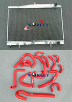 Aluminum Radiator & Red Hose for Nissan Skyline R33 R34 GT GTT GTR (1999-2000)