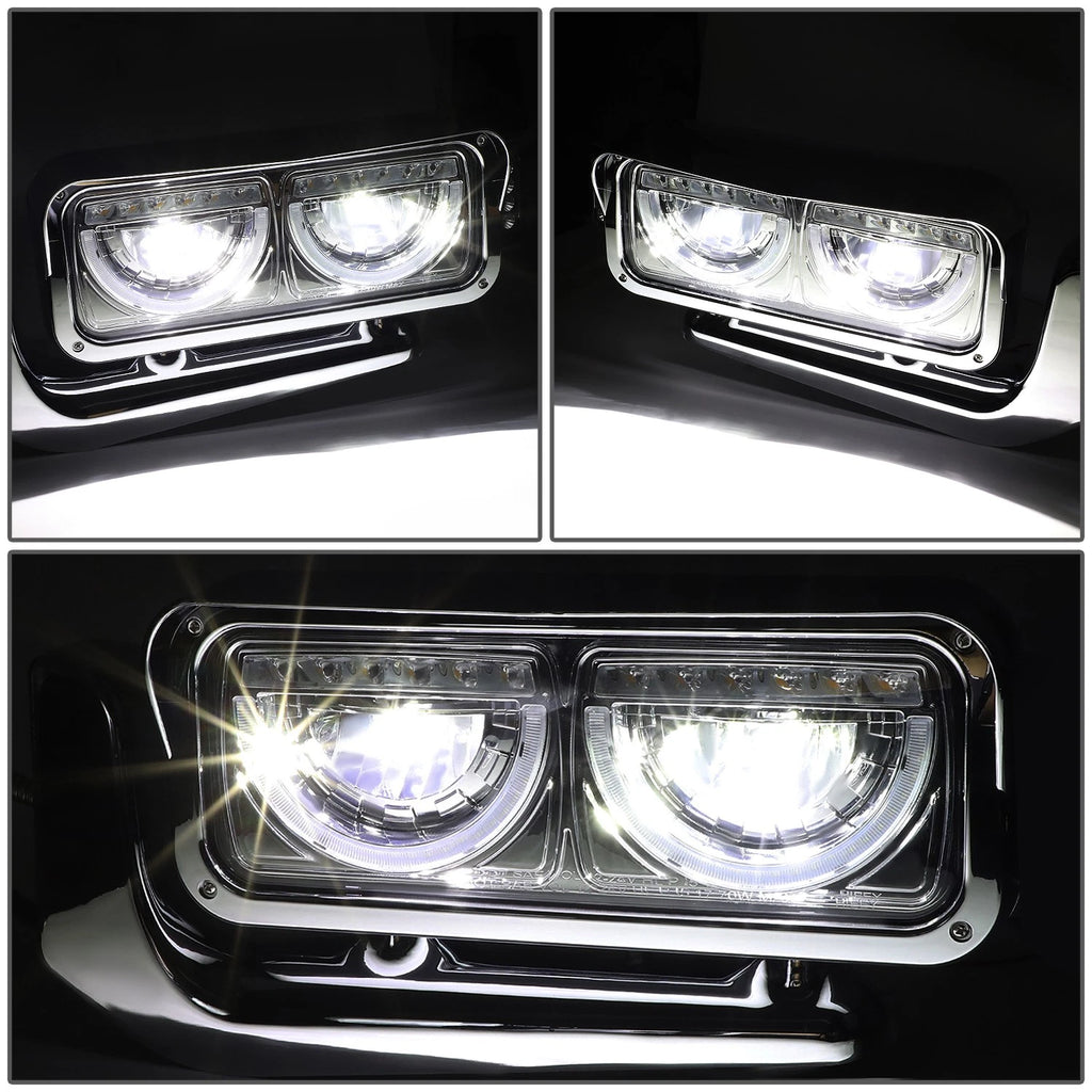 LED Halo Ring DRL Turn Signal Headlights Chrome for Peterbilt 359 379 389 (1981–2021)