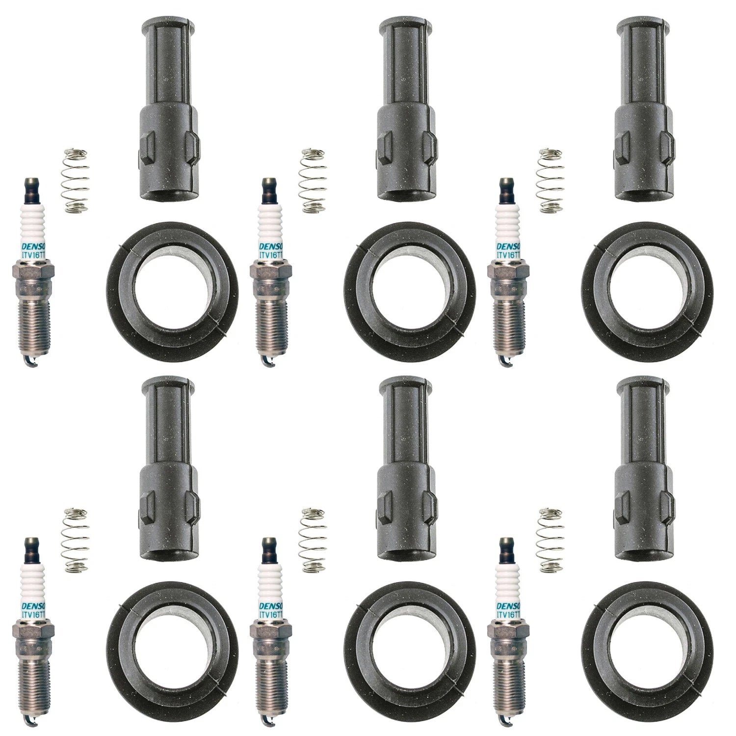 Set of 6 Denso Iridium TT Spark Plugs & Coil Boots for Cadillac CTS SRX STS (2003–2011)