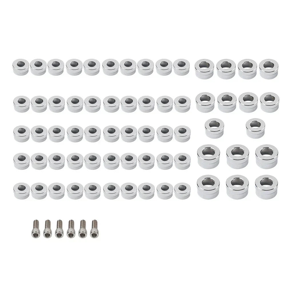 66X Chrome Engine Bolt Topper Caps for Harley Touring Road Street Glide (2009-2023)