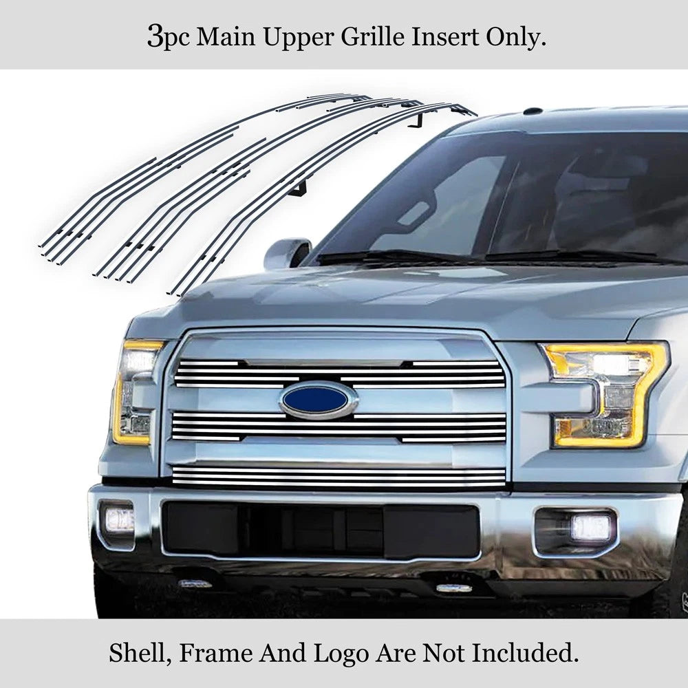 Upper Stainless Chrome Billet Grille for Ford F-150 King Ranch (2015-2017)