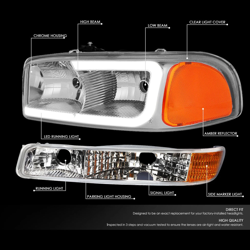 LED DRL Headlight & Turn Signal Bumper Lamp for Sierra/Yukon XL (1999–2007)