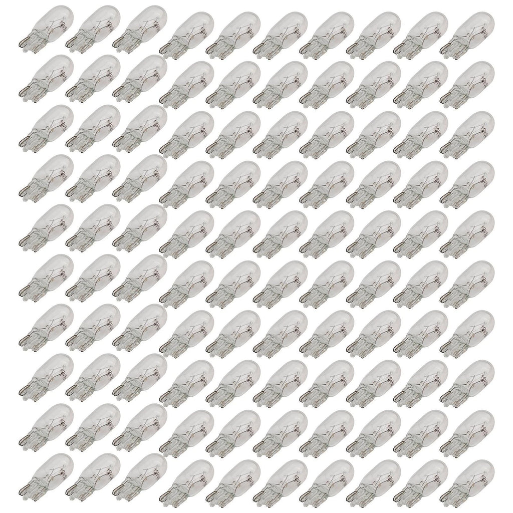 Pack of 100 194 T10 Clear Wedge Bulbs for Cars Boats RVs