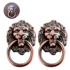 2X Lion Head Cabinet Pull Knobs for Furniture Drawer Door