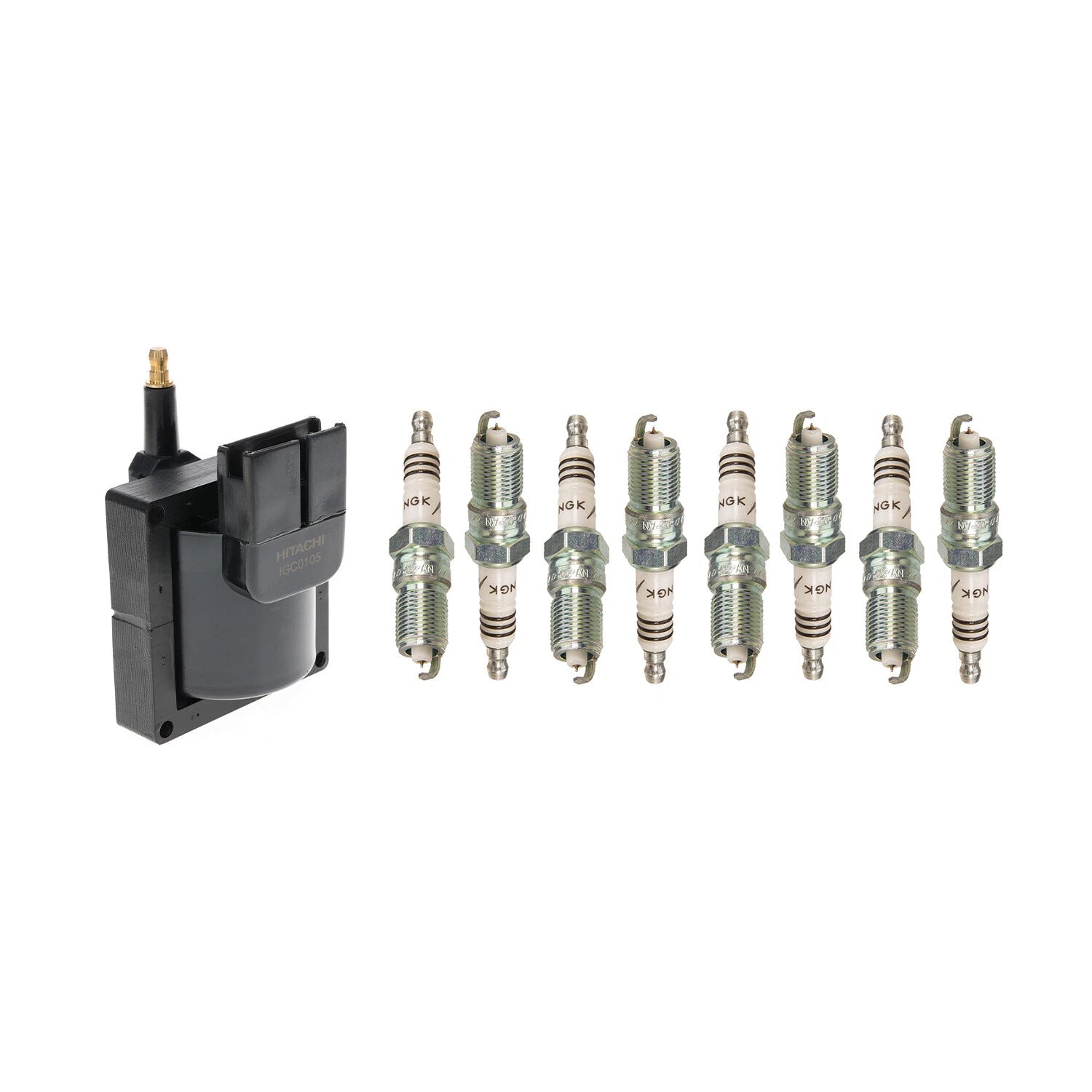 Set of 8 Hitachi Ignition Coils & NGK Iridium IX Spark Plugs for Mustang (1994–2004)