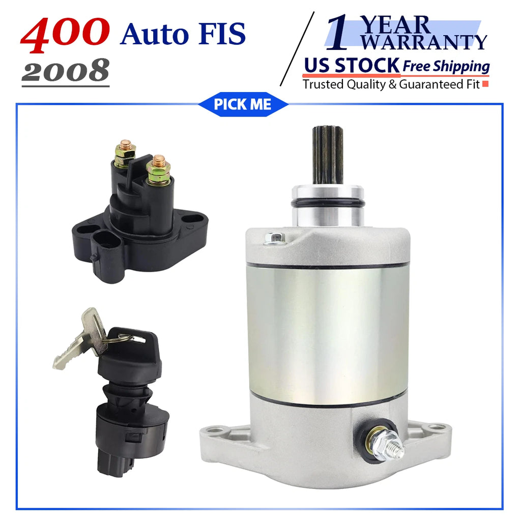 Starter for Arctic Cat 400 Auto FIS 4x4 (2008) with Relay & Ignition Key Switch