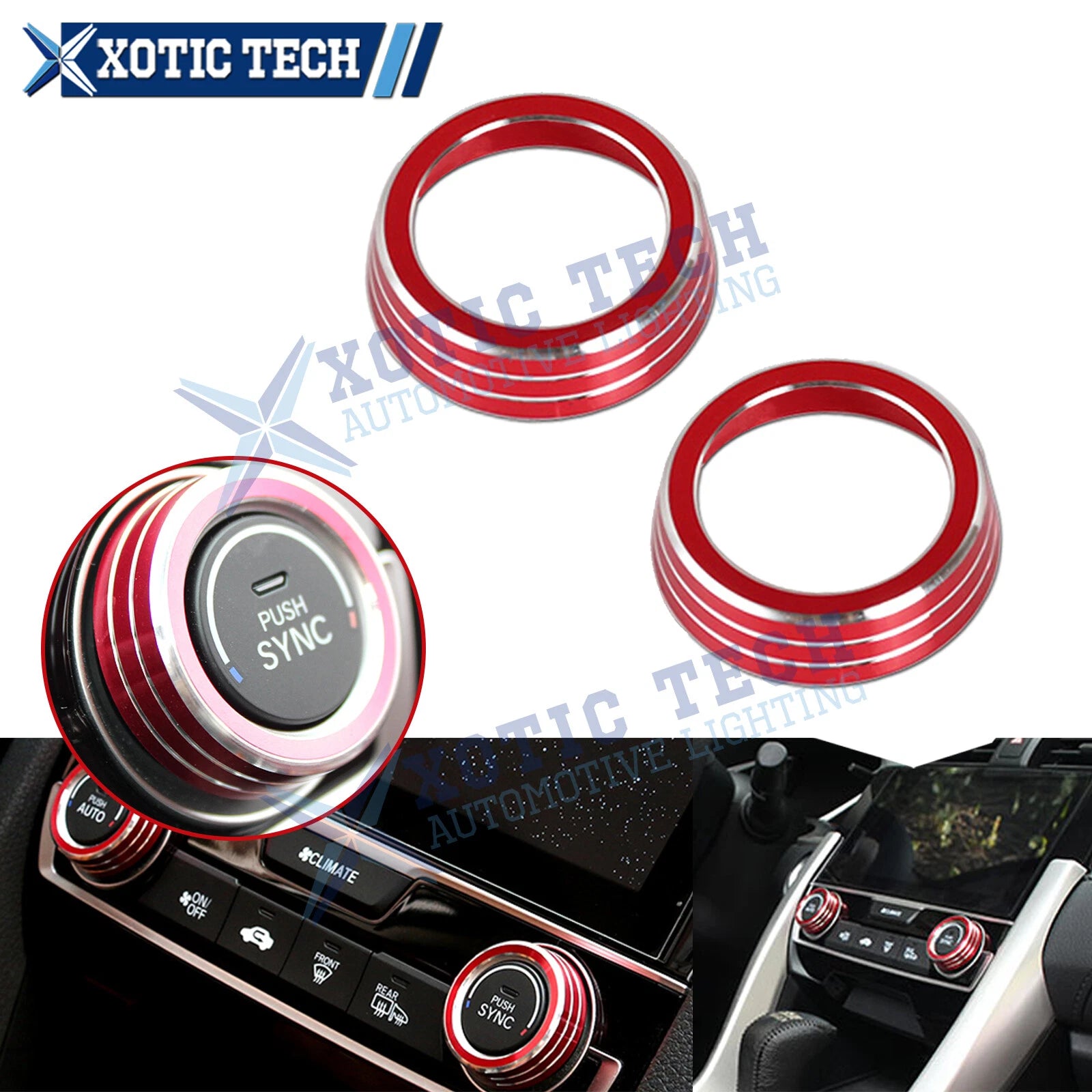Aluminum Center Console AC Switch Ring Cover Trim for Honda Civic (2016–2021)