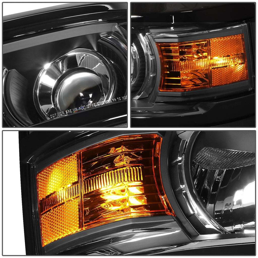 Black Housing Amber Side Projector Headlight for Chevy Silverado (2014–2015)