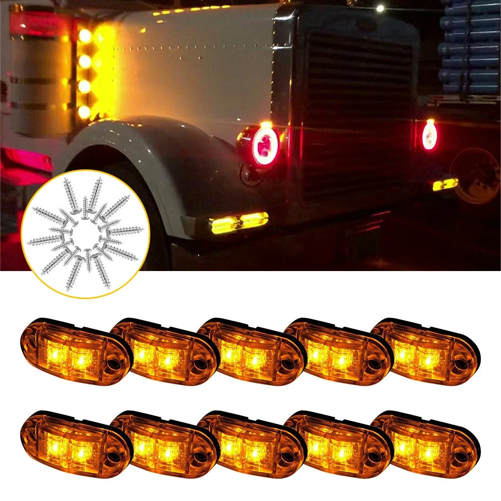 10x 2.5" Amber LED Trailer Clearance Side Marker Light for Commercial Truck