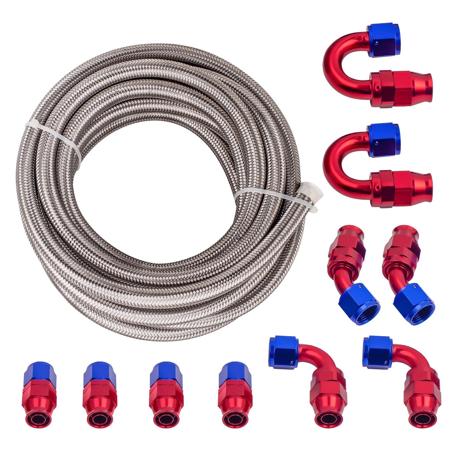20FT Stainless Steel Braided Fuel Line Hose Kit for AN10 Fittings