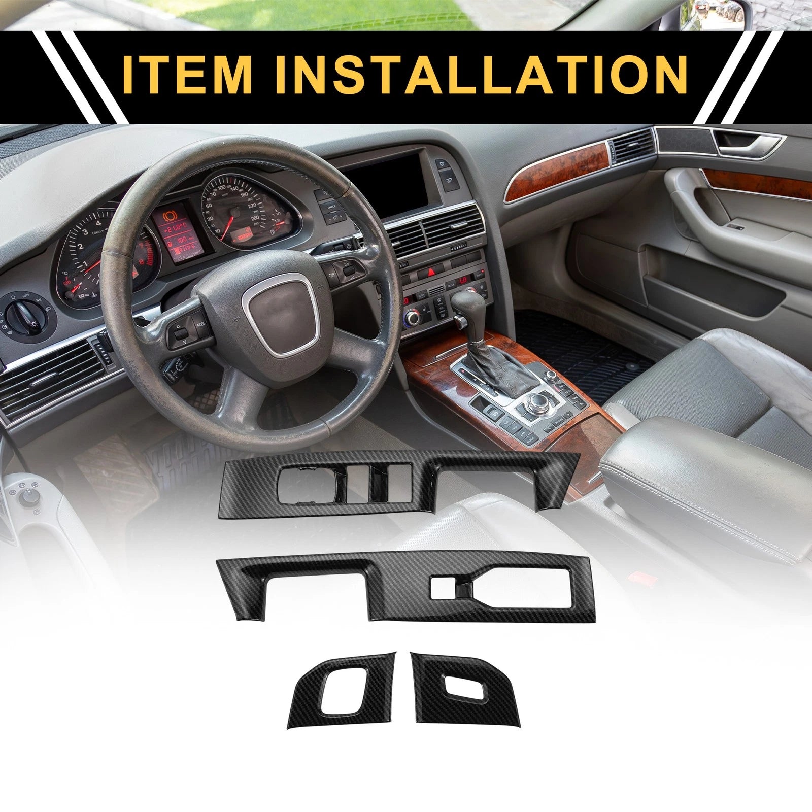 Set of 1 Master Power Window Switch Cover Trim for Ford F-150 (2021–2024) Black