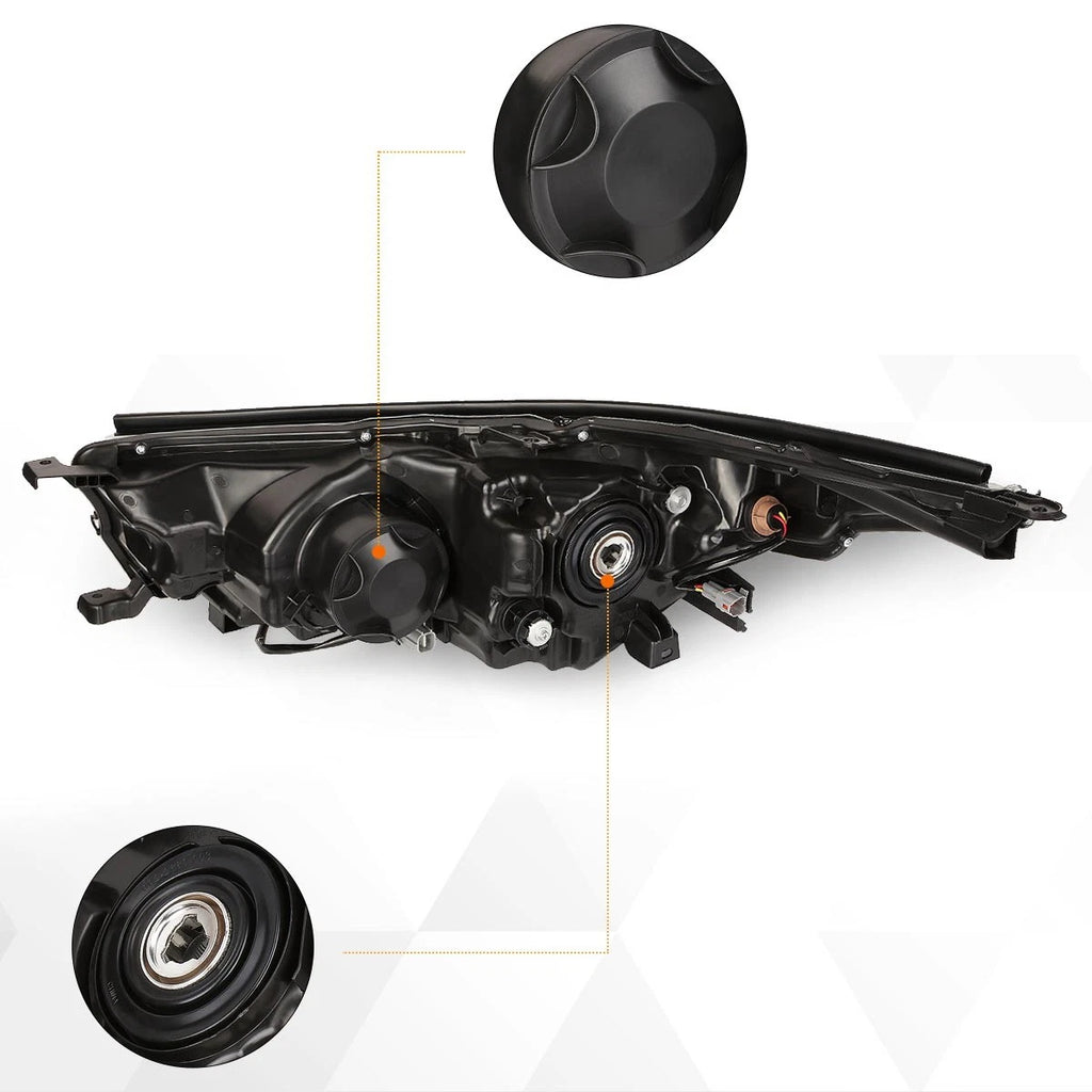Projector Headlight Replacement for Highlander (2014–2016) Black Housing Clear Corner