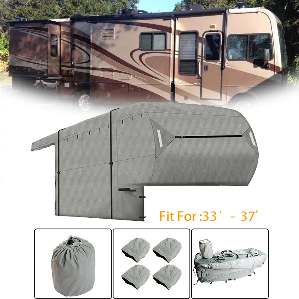 Waterproof RV 5th Wheel Cover for Camper 33'-37' FT (Fits Most Models)