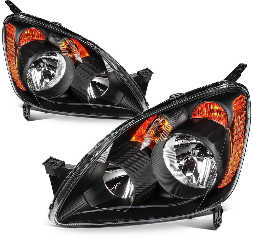 Headlight Assembly Pair for Honda CR-V (2005–2006) Black Housing