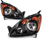 Headlight Assembly Pair for Honda CR-V (2005–2006) Black Housing