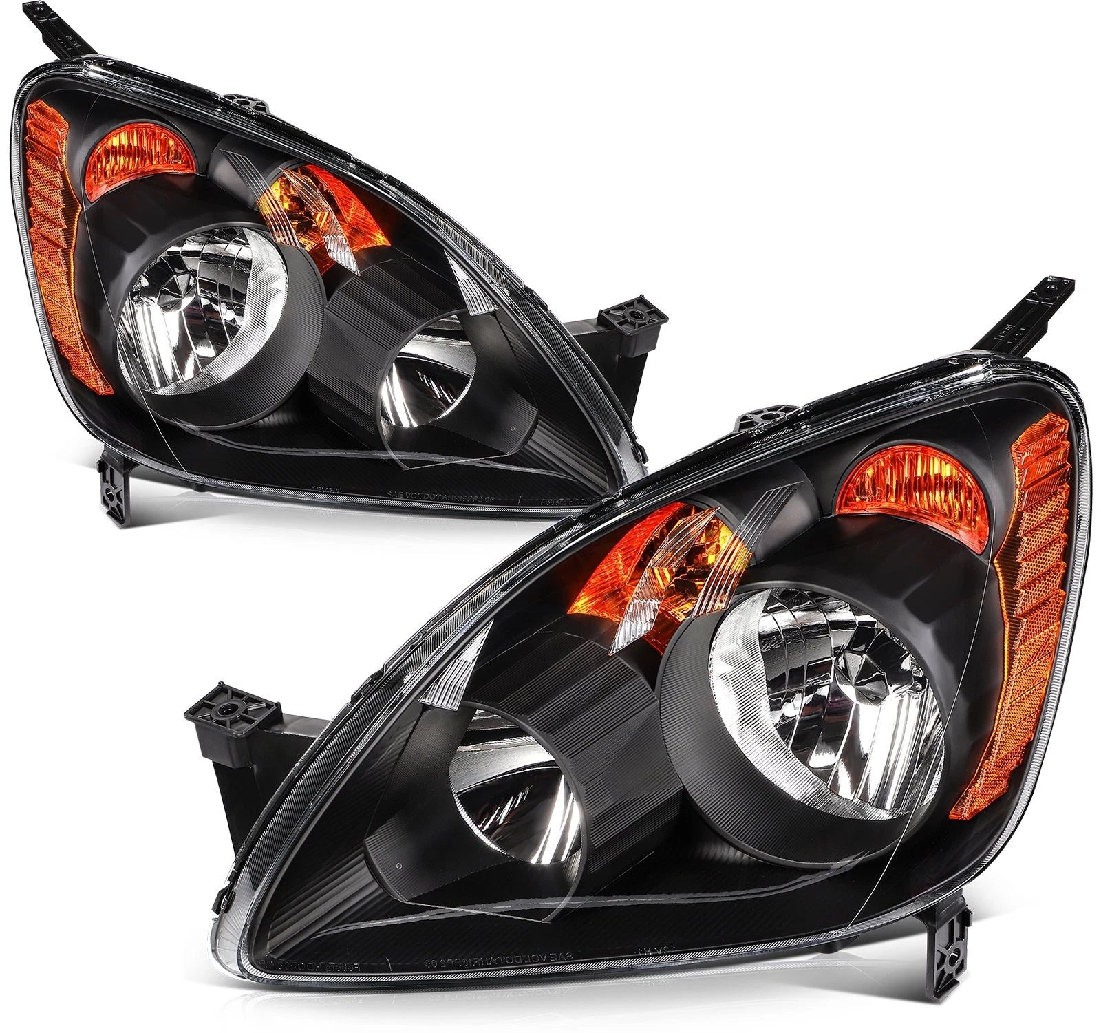 Headlight Assembly Pair for Honda CR-V (2005–2006) Black Housing