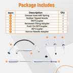 7pc Grease Gun Kit with Spring Guard & Adapters for Workshop