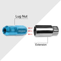 Set of 20 M12X1.5 Sky Blue JDM Closed End Cone Hex Wheel Lug Nuts + Extension 20mm x 50mm