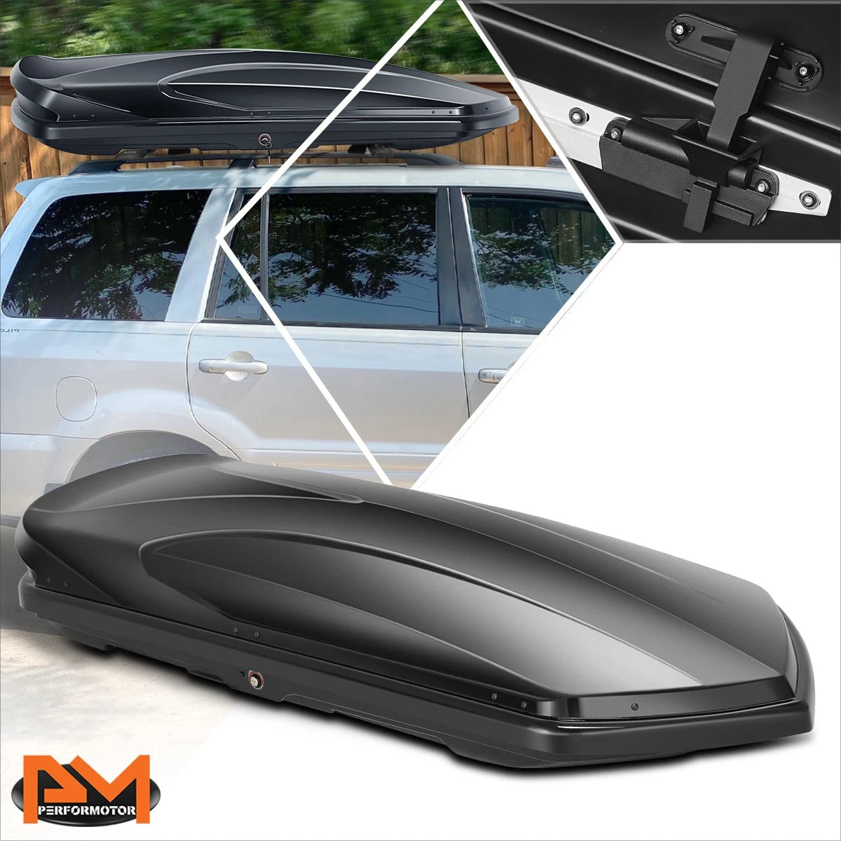 Car Cargo Roof Box Carrier for Universal Vehicles (72"x30"x12") Glossy Black