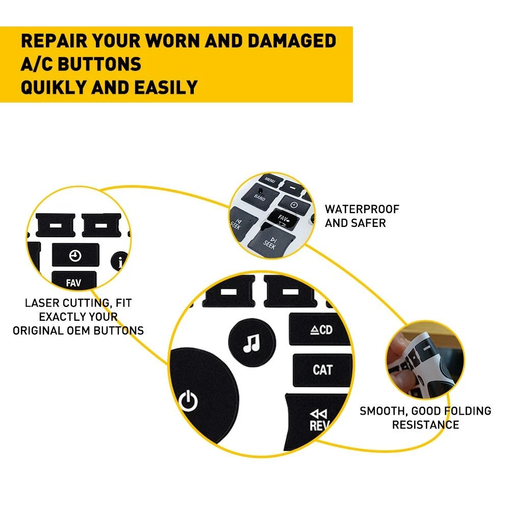 Interior Radio Control Button Repair Decals for GMC