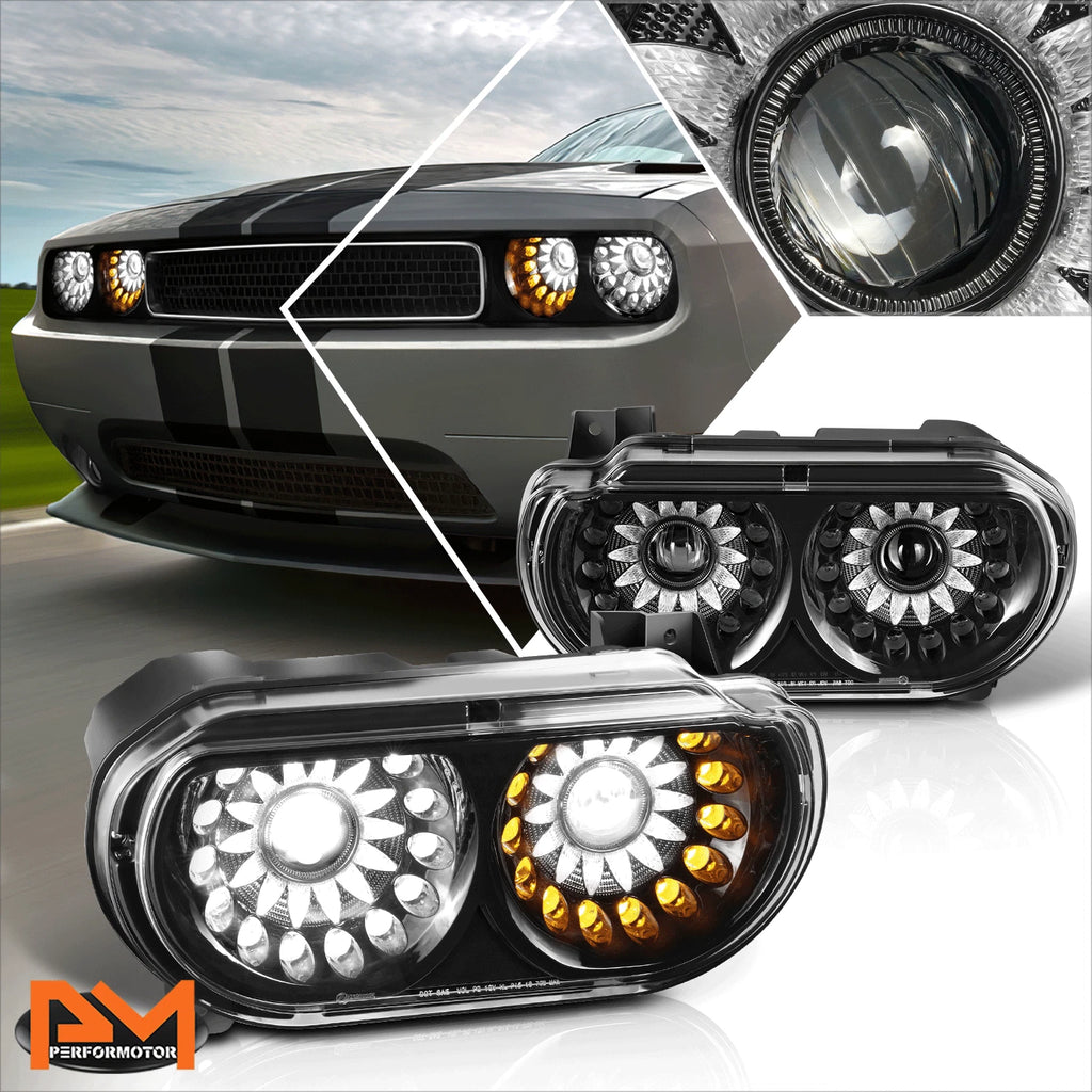 Full LED DRL Turn Signal Projector Headlights for Dodge Challenger (2008–2014)