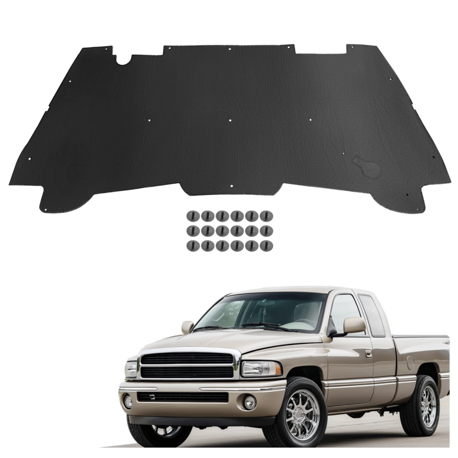 Hood Insulation Pad with Clips for Dodge Ram 1500 2500 3500 (1994–2002)