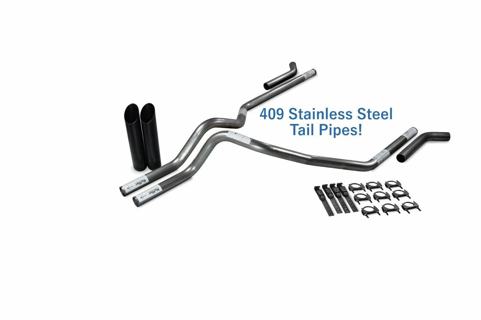 2.5" Stainless Dual Exhaust Kit for Ford F150 (2021–2025) Black Tip