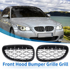 1 Pair Front Hood Bumper Grille Grill Diamond Star for BMW 5 Series (2004–2009)