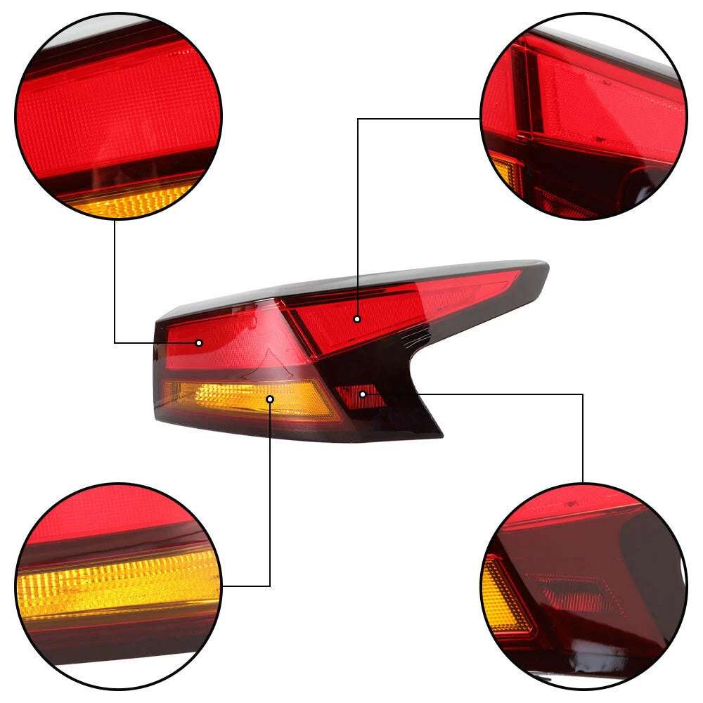 Set of 2 Outer Tail Light Assemblies Chrome for Nissan Altima (2019–2020)