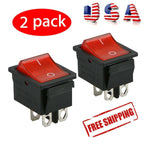 2X Red Rocker Switch DPST ON/OFF 16 Amp 250V for Automotive Applications