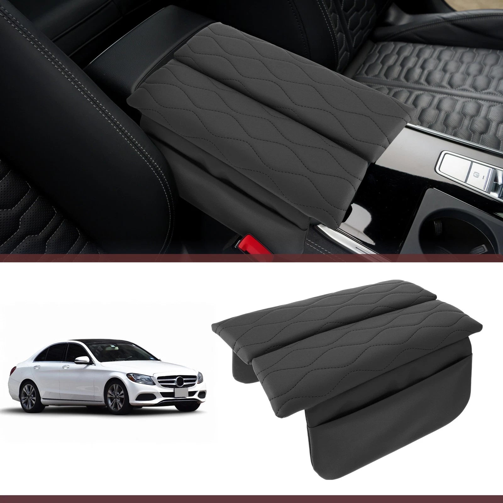 Center Console Cover for Mercedes Benz EQC 400 (2019–2023) Leather Armrest