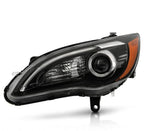 Halogen Headlight with LED DRL for Chrysler 200 (2011–2014) - Left, Black Bezel