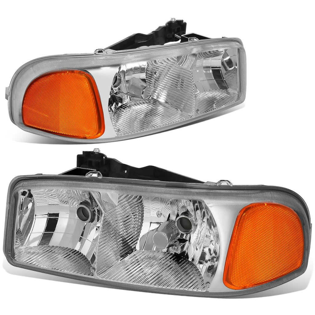 Chrome Housing Amber Corner Headlight Lamps for GMC Sierra 1500 Yukon (1999–2007)