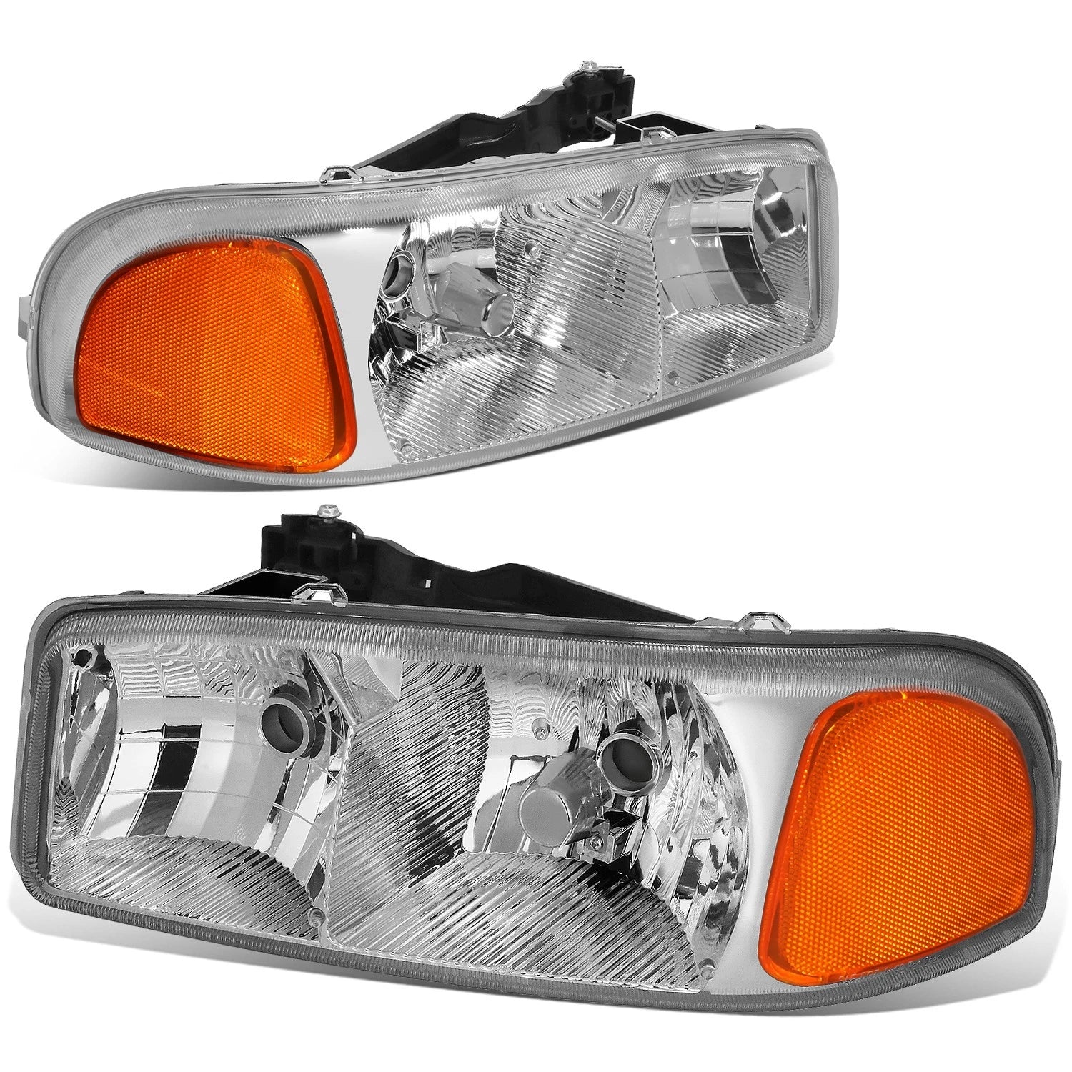 Chrome Housing Amber Corner Headlight Lamps for GMC Sierra 1500 Yukon (1999–2007)