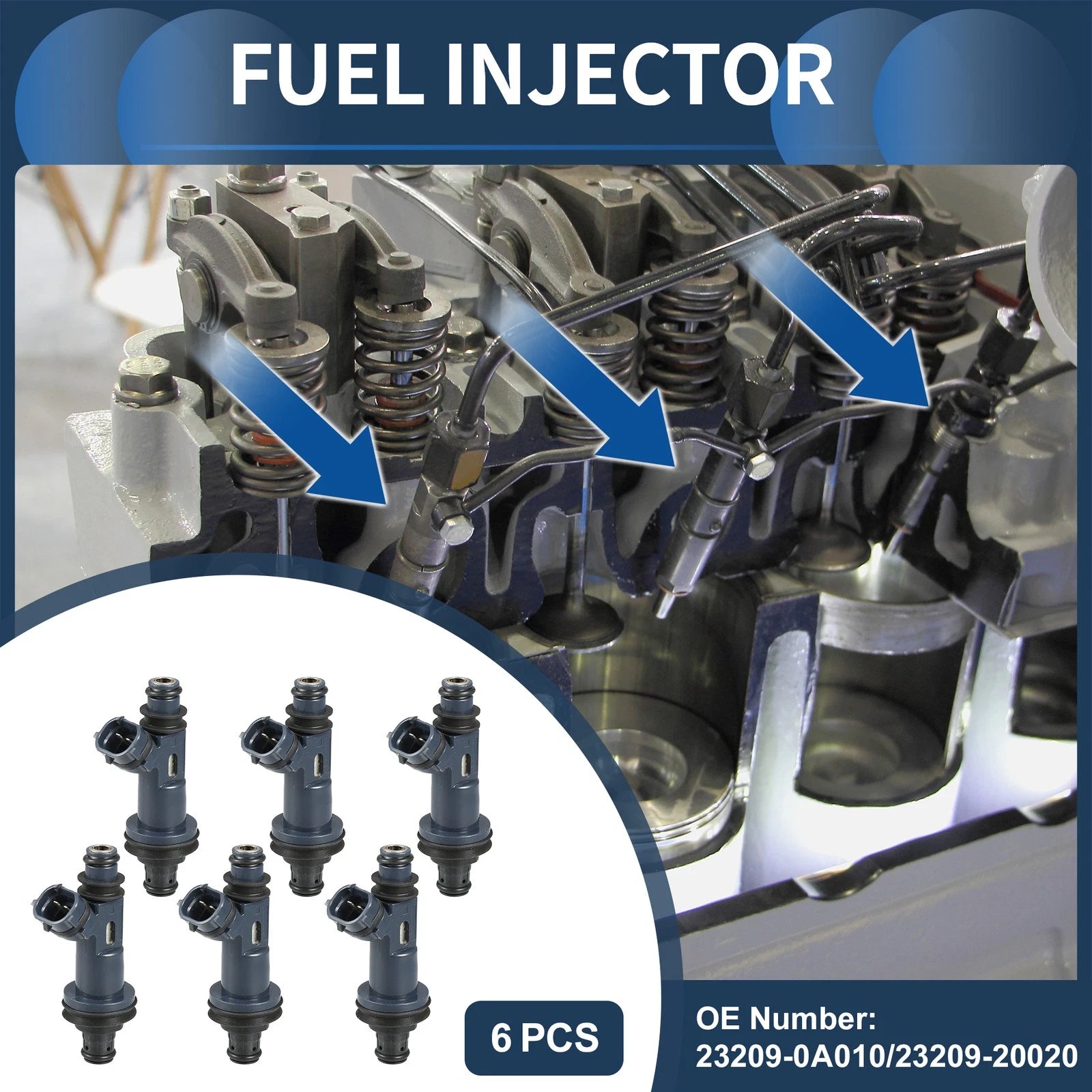 Set of 6 Fuel Injectors for Toyota Avalon (1998–2004) No.23209-0A010
