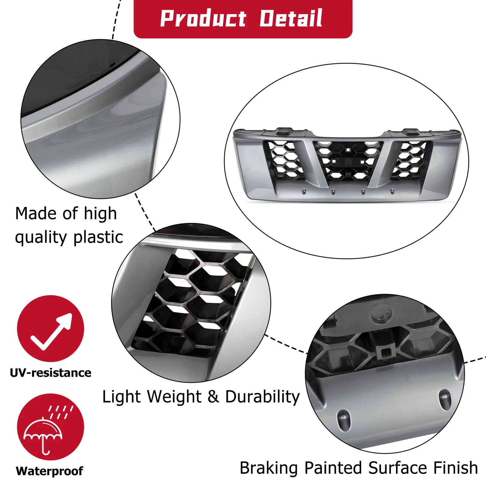 Gray Front Grille for Nissan Xterra (2005-2008)