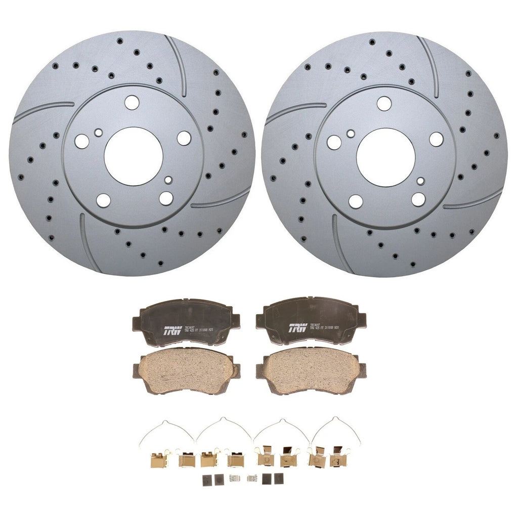 Front Brake Kit with 275mm Drilled Rotors & TRW Pro Ceramic Pads for ES300 Avalon Camry (1992–2006)